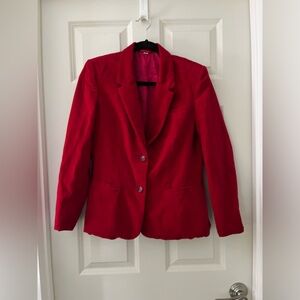 Women’s Vintage Sears Roebuck & Co Ruby Red Velvet 2 Button Blazer Jacket  12